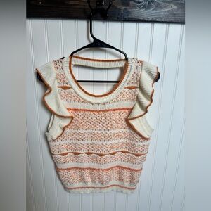 Lush Cream and Orange Sweater Tank